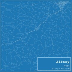 Blueprint US city map of Albany, Ohio.