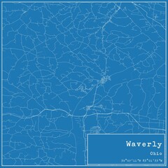 Blueprint US city map of Waverly, Ohio.