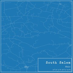 Blueprint US city map of South Salem, Ohio.