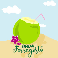 Buon Ferragosto Italian Festival Background, Happy summer holiday in Italy.
