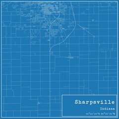 Blueprint US city map of Sharpsville, Indiana.