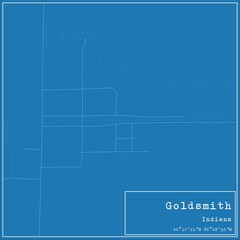 Blueprint US city map of Goldsmith, Indiana.