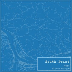 Blueprint US city map of South Point, Ohio.