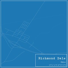 Blueprint US city map of Richmond Dale, Ohio.