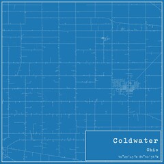 Blueprint US city map of Coldwater, Ohio.