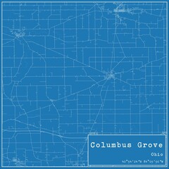 Blueprint US city map of Columbus Grove, Ohio.