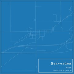 Blueprint US city map of Beaverdam, Ohio.