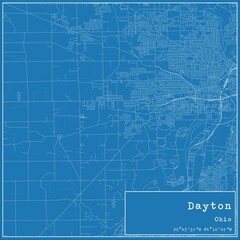 Blueprint US city map of Dayton, Ohio. - obrazy, fototapety, plakaty