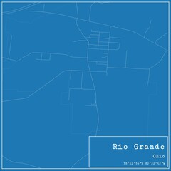 Blueprint US city map of Rio Grande, Ohio.