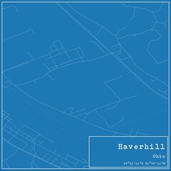 Blueprint US city map of Haverhill, Ohio.