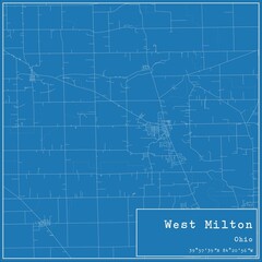 Blueprint US city map of West Milton, Ohio.