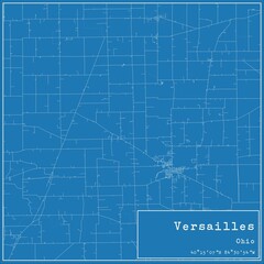 Blueprint US city map of Versailles, Ohio.