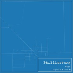 Blueprint US city map of Phillipsburg, Ohio.
