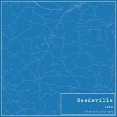Blueprint US city map of Reedsville, Ohio.