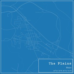 Blueprint US city map of The Plains, Ohio.