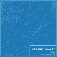 Blueprint US city map of Spring Valley, Ohio.