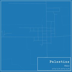 Blueprint US city map of Palestine, Ohio.