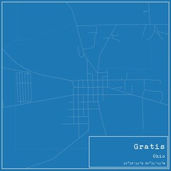 Blueprint US city map of Gratis, Ohio.