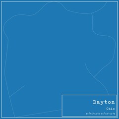 Blueprint US city map of Dayton, Ohio.