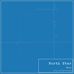 Blueprint US city map of North Star, Ohio.