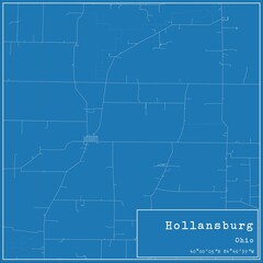Blueprint US city map of Hollansburg, Ohio.