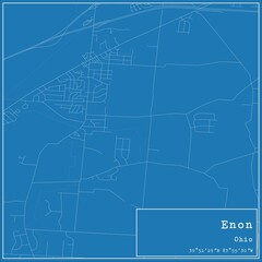 Blueprint US city map of Enon, Ohio.