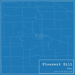 Blueprint US city map of Pleasant Hill, Ohio.