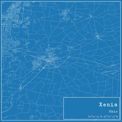Blueprint US city map of Xenia, Ohio. - obrazy, fototapety, plakaty