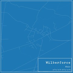 Blueprint US city map of Wilberforce, Ohio.