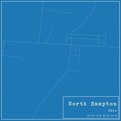 Blueprint US city map of North Hampton, Ohio.