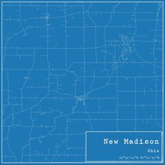 Blueprint US city map of New Madison, Ohio. - obrazy, fototapety, plakaty