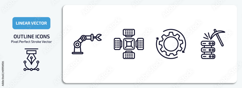 Poster artificial intellegence outline icons set. artificial intellegence thin line icons pack included mec