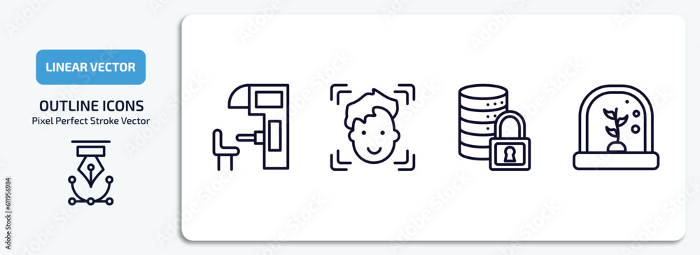 Poster artificial intellegence outline icons set. artificial intellegence thin line icons pack included sen