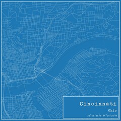 Blueprint US city map of Cincinnati, Ohio. - obrazy, fototapety, plakaty