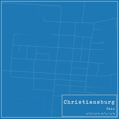 Blueprint US city map of Christiansburg, Ohio.