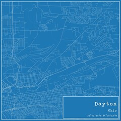 Blueprint US city map of Dayton, Ohio. - obrazy, fototapety, plakaty