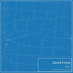 Blueprint US city map of Casstown, Ohio.