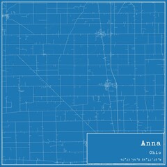 Blueprint US city map of Anna, Ohio. - obrazy, fototapety, plakaty