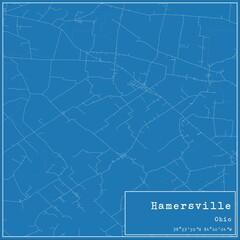 Blueprint US city map of Hamersville, Ohio.