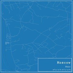 Obraz premium Blueprint US city map of Moscow, Ohio.