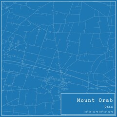 Blueprint US city map of Mount Orab, Ohio. - obrazy, fototapety, plakaty