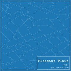 Blueprint US city map of Pleasant Plain, Ohio.