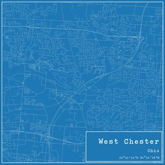 Blueprint US city map of West Chester, Ohio.
