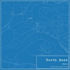 Blueprint US city map of North Bend, Ohio.