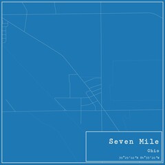 Blueprint US city map of Seven Mile, Ohio.