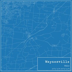 Fototapeta premium Blueprint US city map of Waynesville, Ohio.