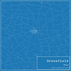 Blueprint US city map of Greenfield, Ohio.