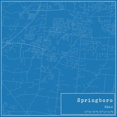 Obraz premium Blueprint US city map of Springboro, Ohio.