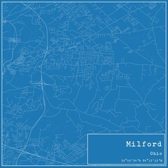Blueprint US city map of Milford, Ohio.