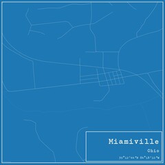 Blueprint US city map of Miamiville, Ohio.